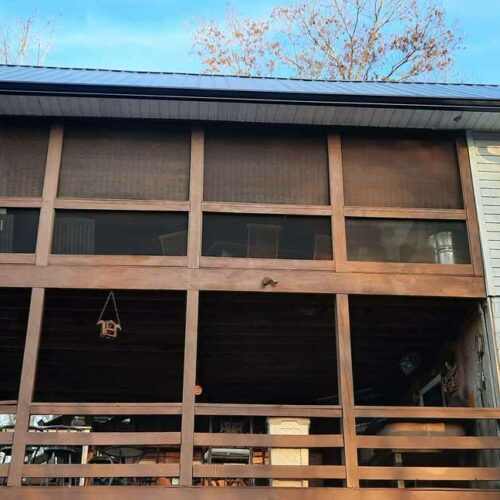 progress of gutter and roofing work on a home